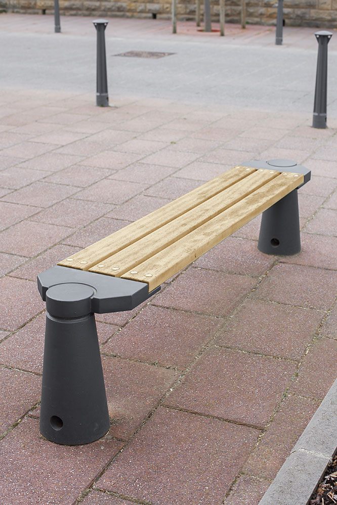 Bench 131 - Aluminum Feet - Wooden Seat | ABES Public Design