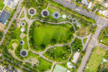 green and funny park at a city in Taichung, Taiwan, Asia