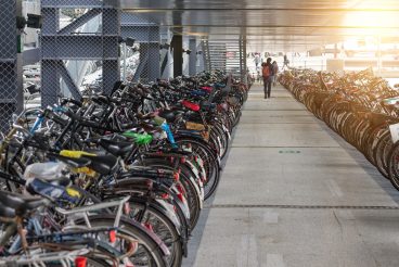 healthy lifestyle. bicycle parking in amsterdam, netherlands