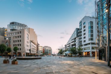 Oslo, Norway. Residential Multi-storey Houses In Aker Brygge District In Summer Evening. Famous And Popular Place