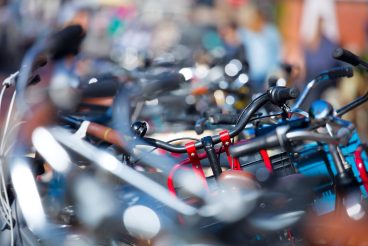 Bicycle parking. Creative background. Selective focus and beautiful bokeh background.